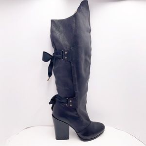 {Vanessa Bruno} Leather & Bows Over Knee Boots
